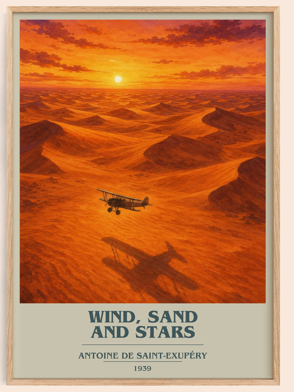 Wind, Sand And Stars Book Cover Poster by Antoine De Saint-Exupéry