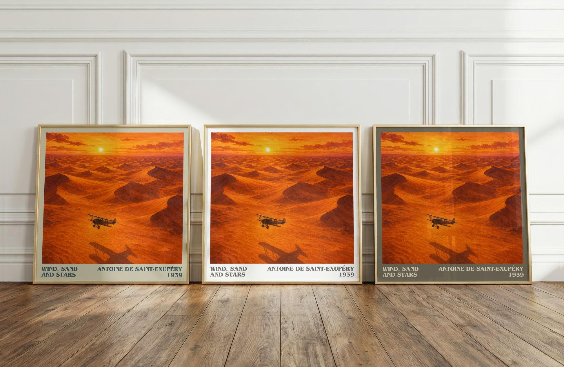 Wind, Sand And Stars literary art print colour and style options – Antoine De Saint-Exupéry book art