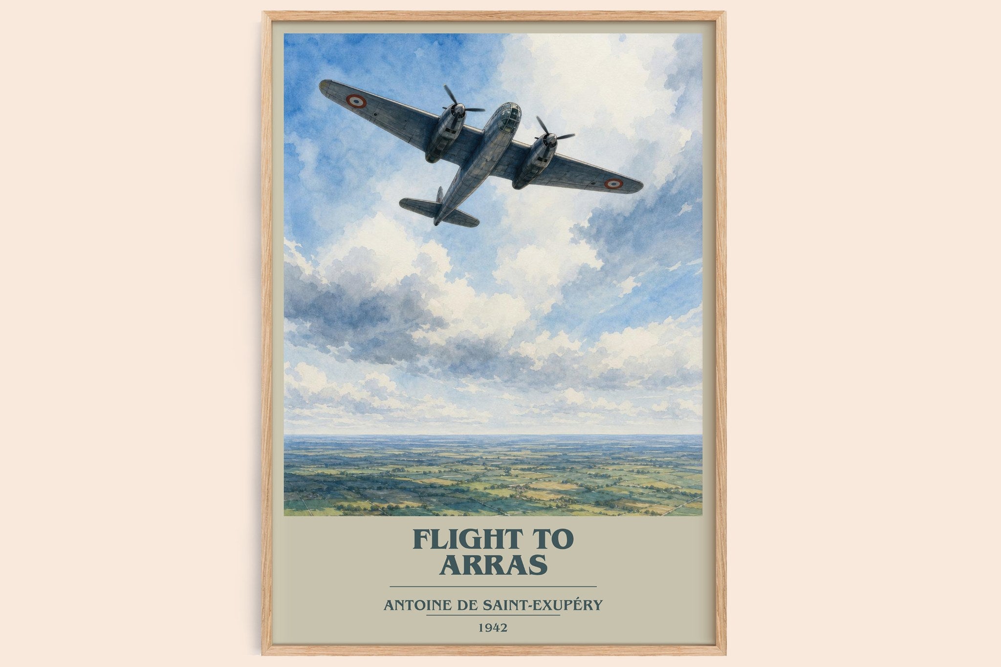 Flight To Arras Book Cover Poster by Antoine De Saint-Exupéry