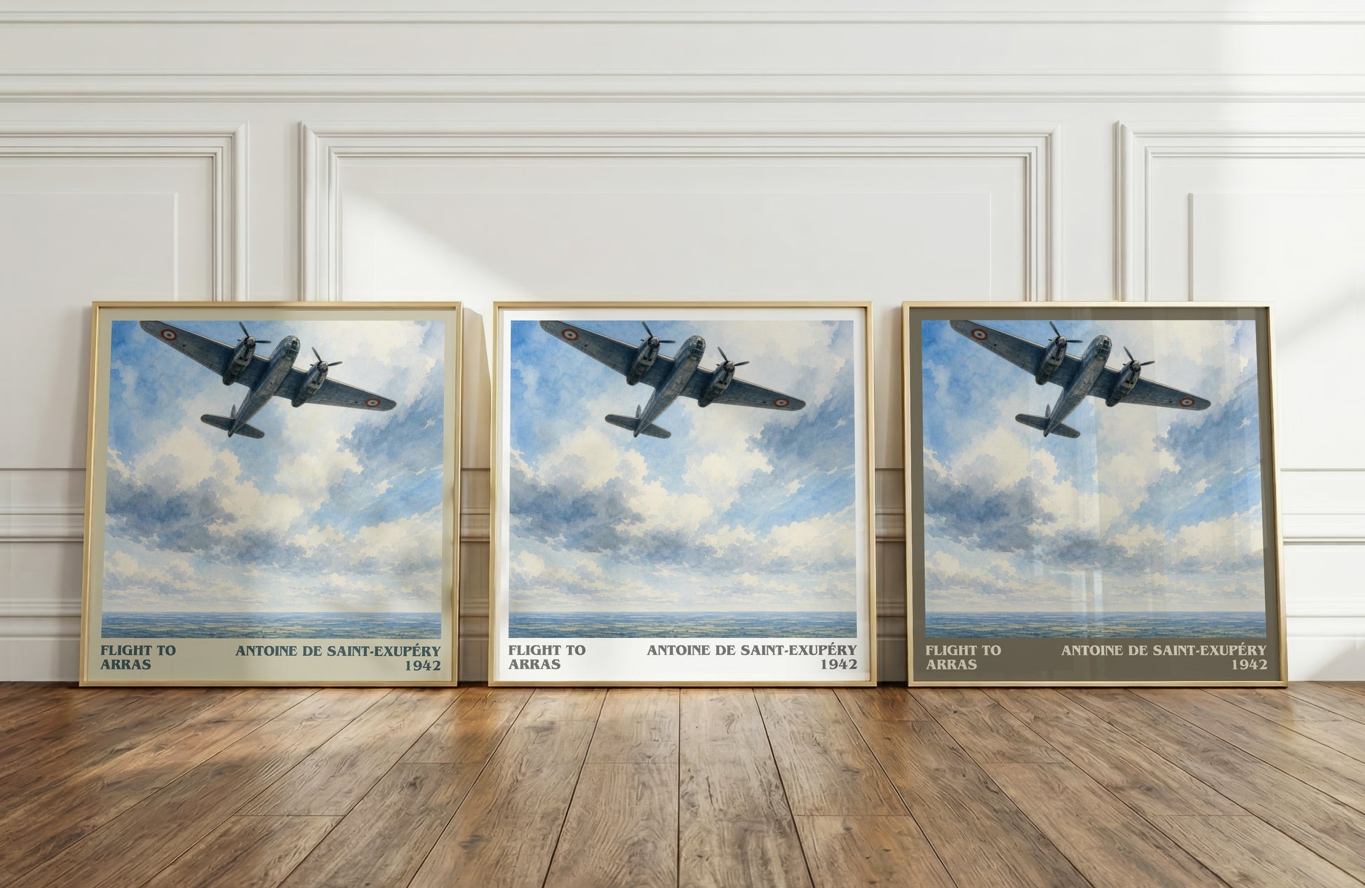 Flight To Arras literary art print colour and style options – Antoine De Saint-Exupéry book art