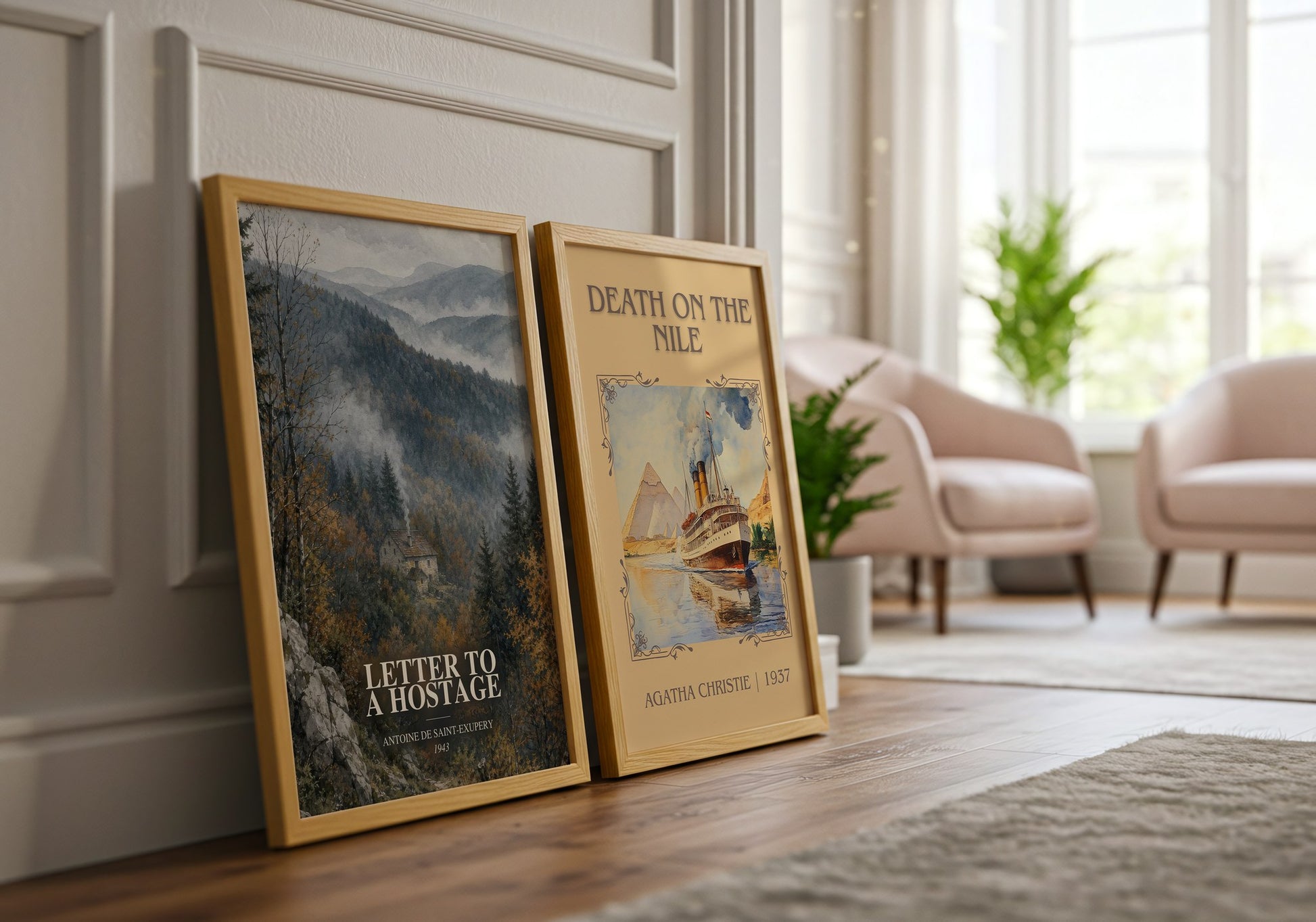 Letter To A Hostage watercolour print framed by window – literary home decor
