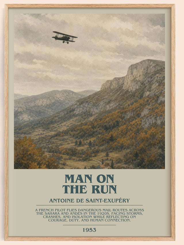 Man On The Run Bookish Wall Art by Antoine De Saint-Exupéry