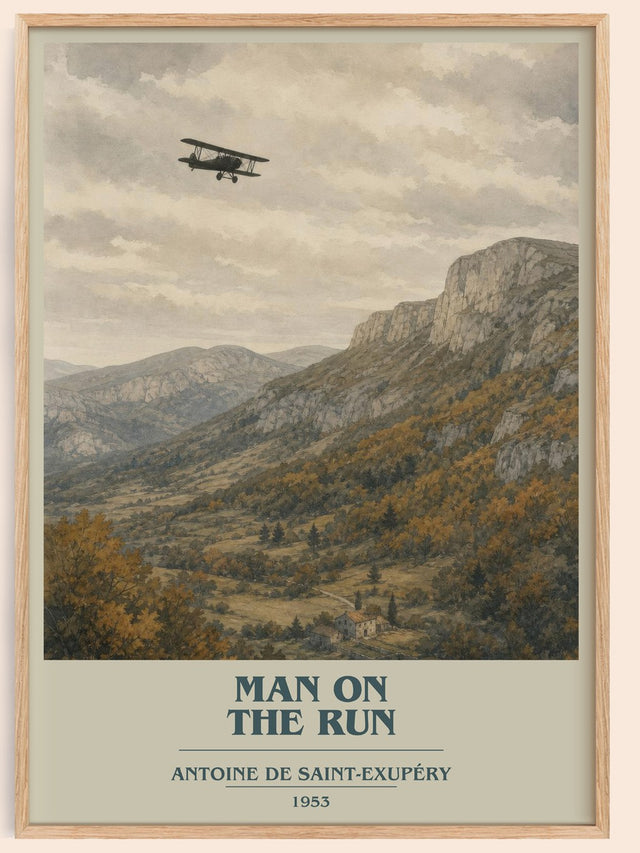 Man On The Run Book Cover Poster by Antoine De Saint-Exupéry