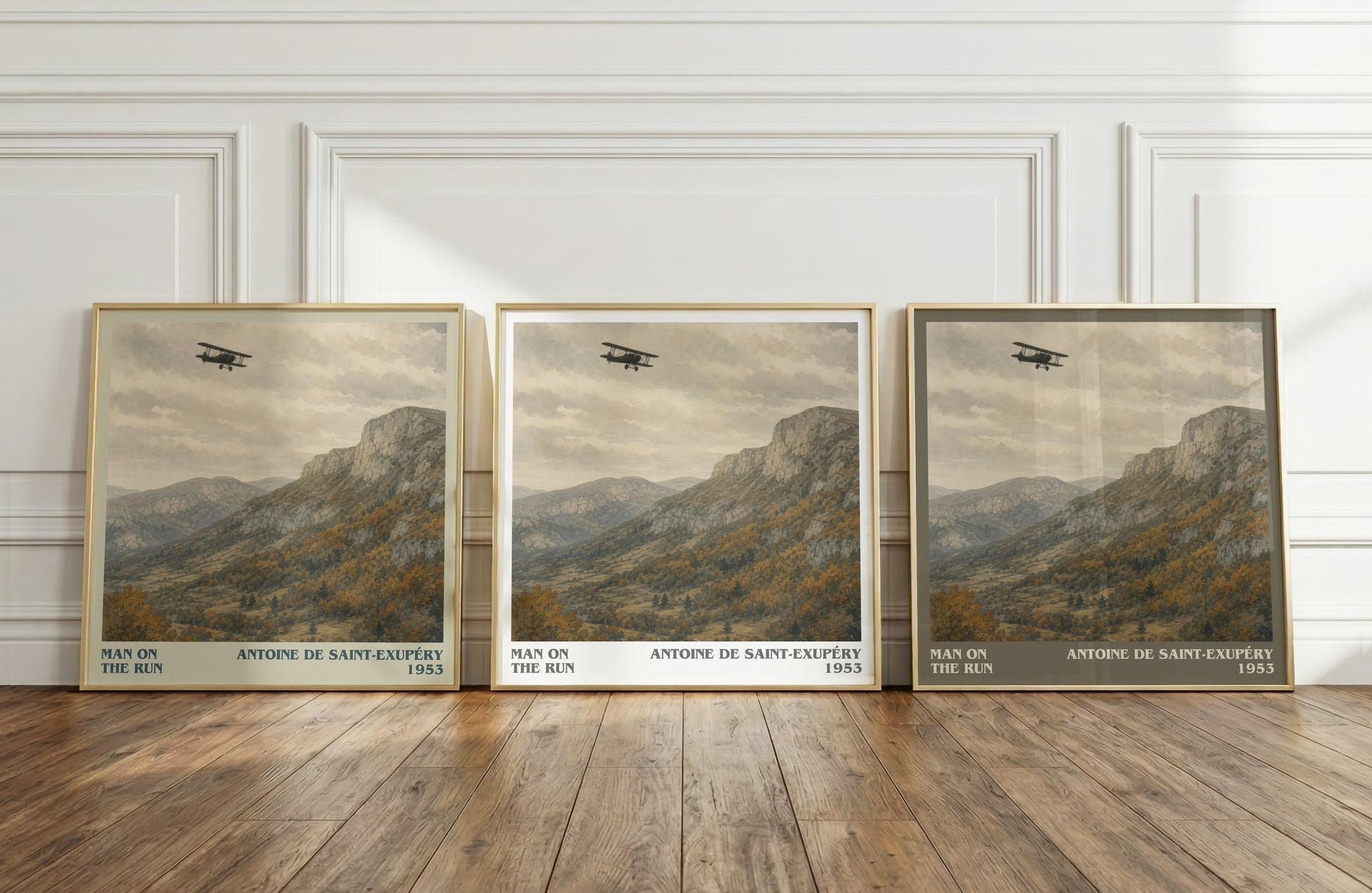 Man On The Run literary art print colour and style options – Antoine De Saint-Exupéry book art