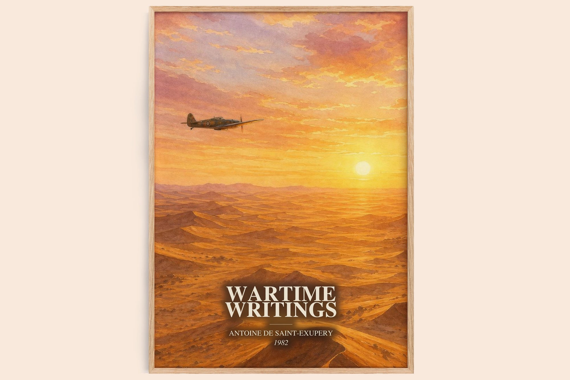 Wartime Writings watercolour book poster by Antoine De Saint-Exupery – framed literary art print