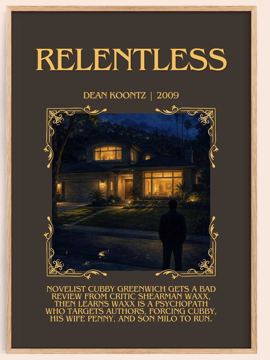 Relentless Minimalist Book Poster by Dean Koontz – book poster