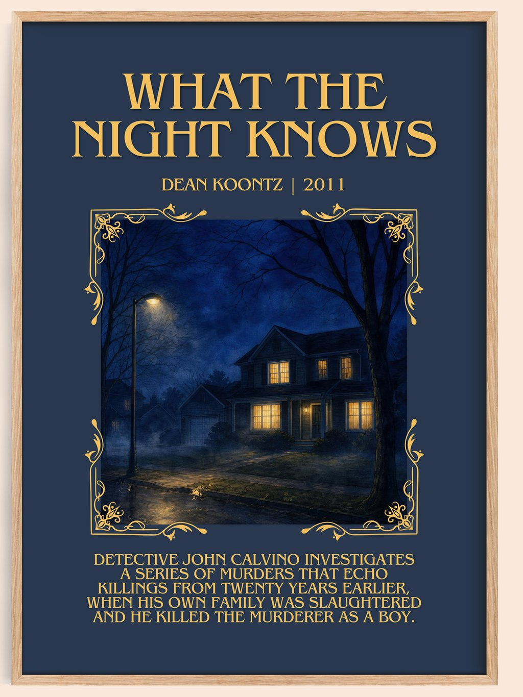 What the Night Knows Minimalist Book Poster by Dean Koontz – book poster