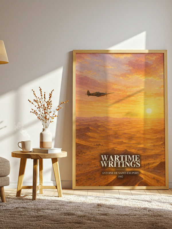 Wartime Writings watercolour print in frame leaning in hallway – non fiction wall art