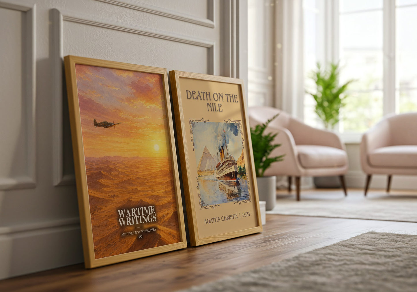 Wartime Writings watercolour print framed by window – literary home decor