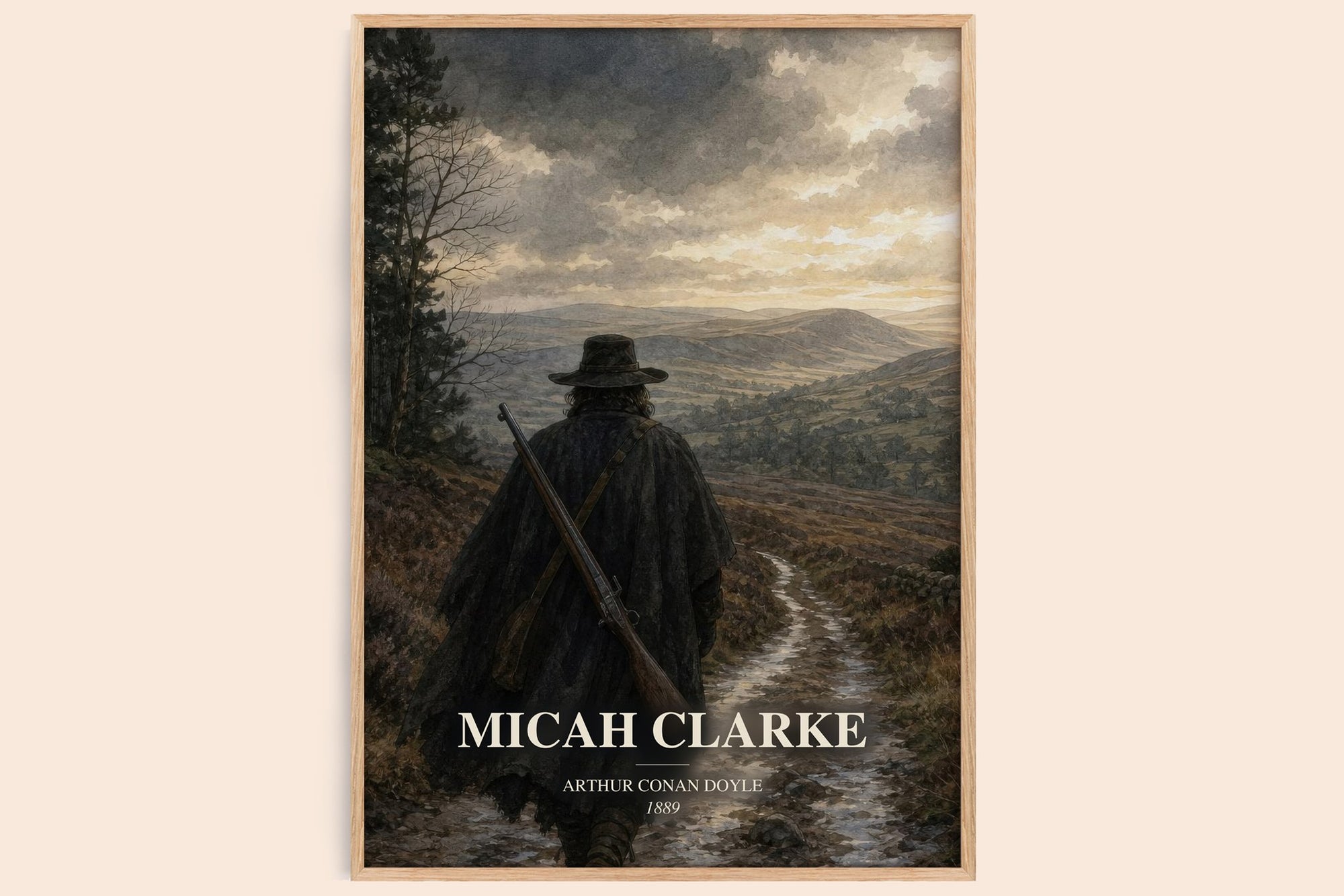 Micah Clarke watercolour book poster by Arthur Conan Doyle – framed literary art print
