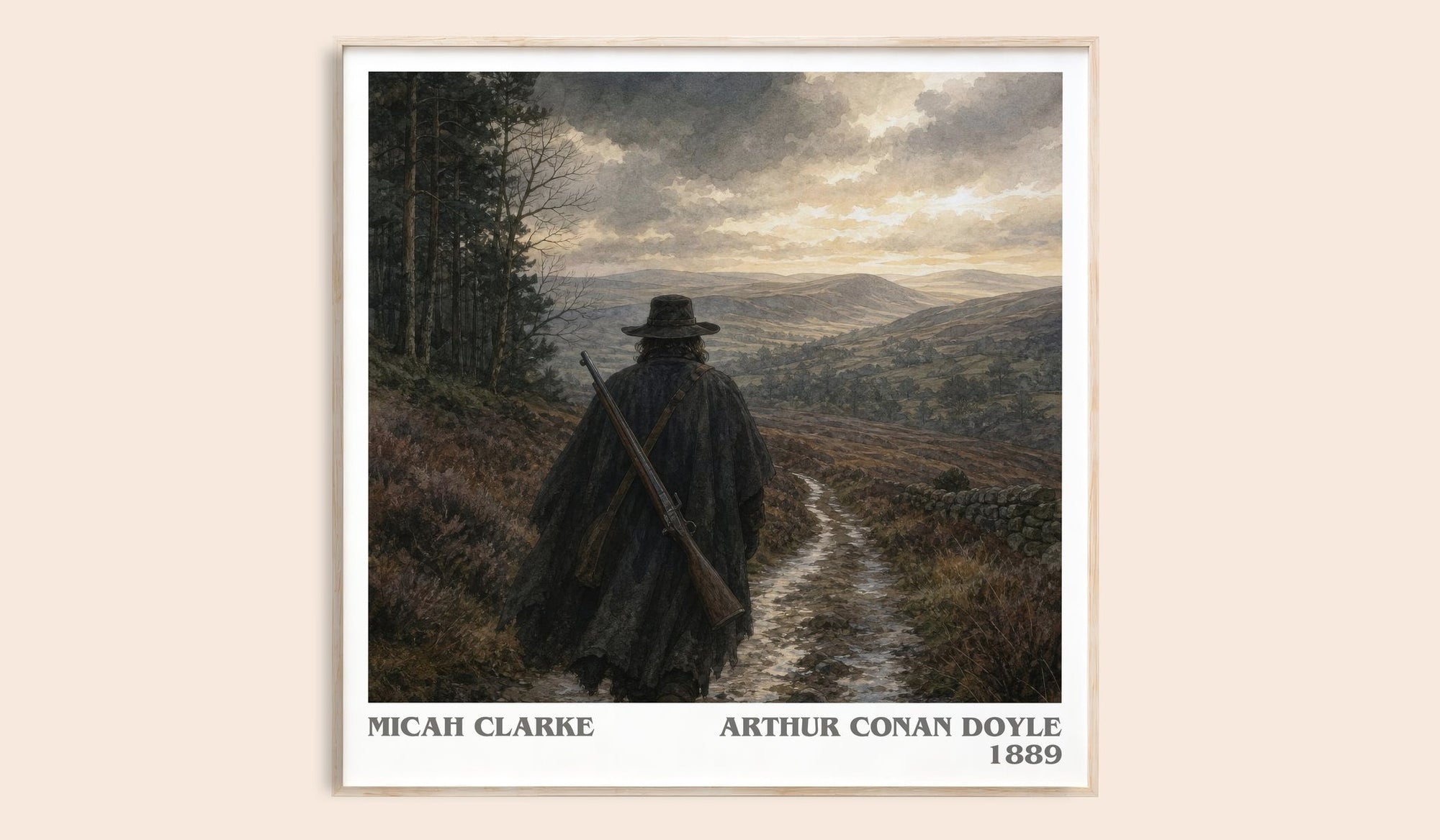 Micah Clarke literary book poster by Arthur Conan Doyle – framed literary art print