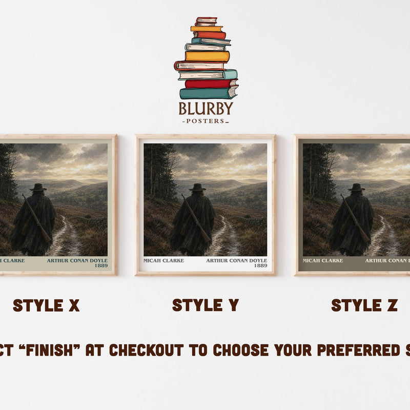 Micah Clarke literary print in frame leaning in hallway – historical fiction wall art