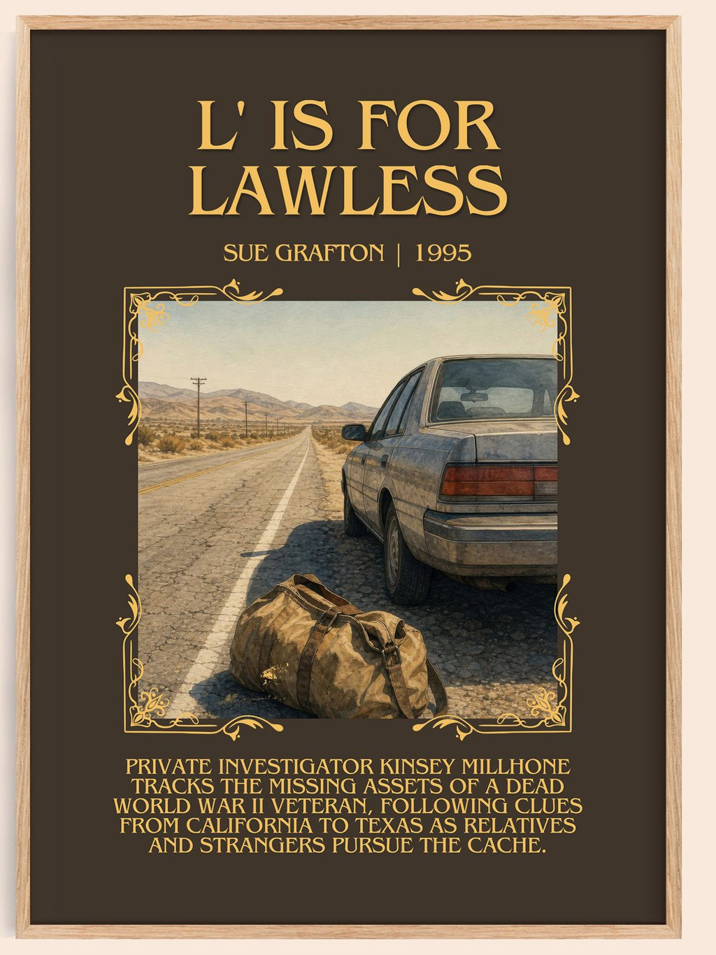 L' Is for Lawless Minimalist Book Poster by Sue Grafton – book poster