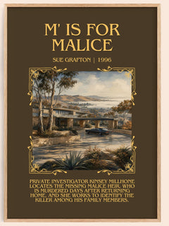 M' Is for Malice Minimalist Book Poster by Sue Grafton – image 1