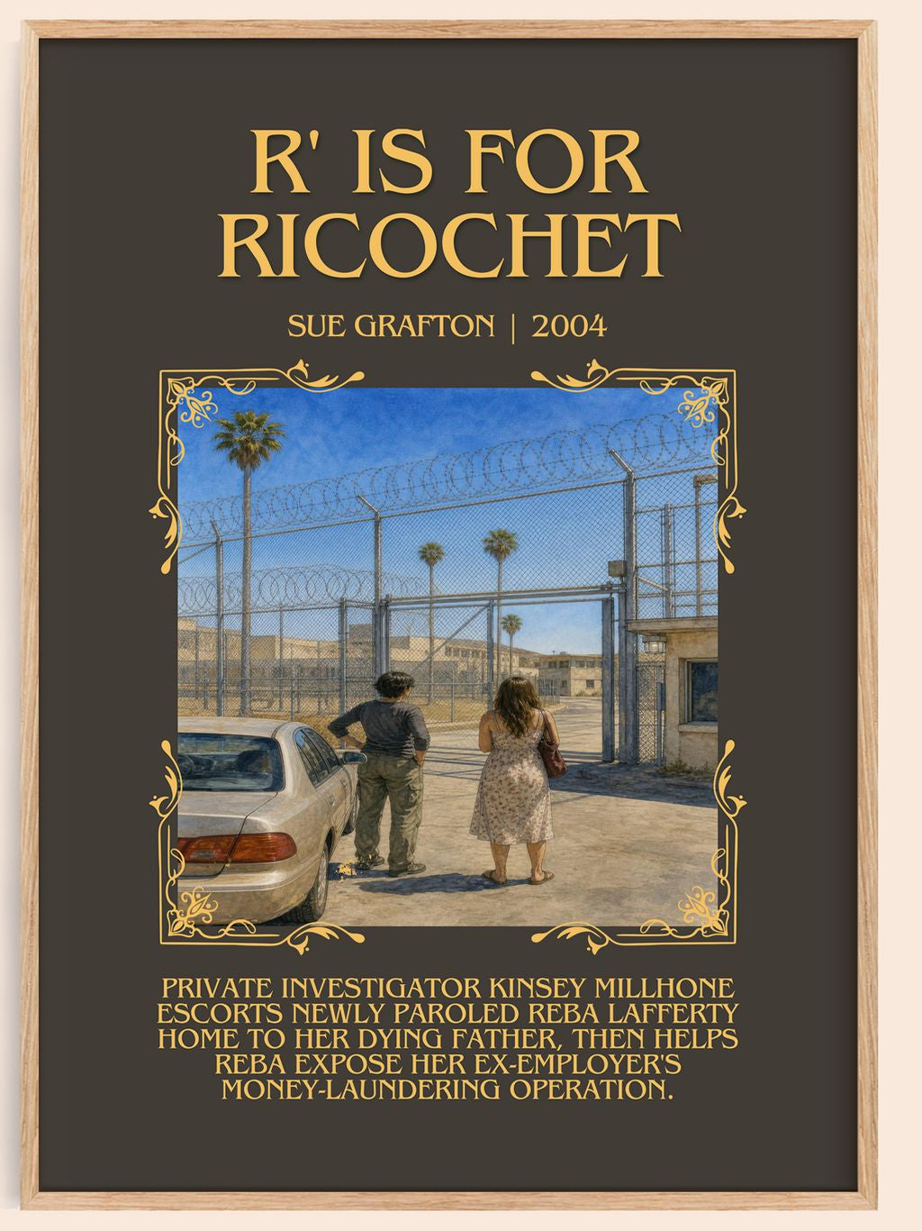 R' Is for Ricochet Minimalist Book Poster by Sue Grafton – book poster