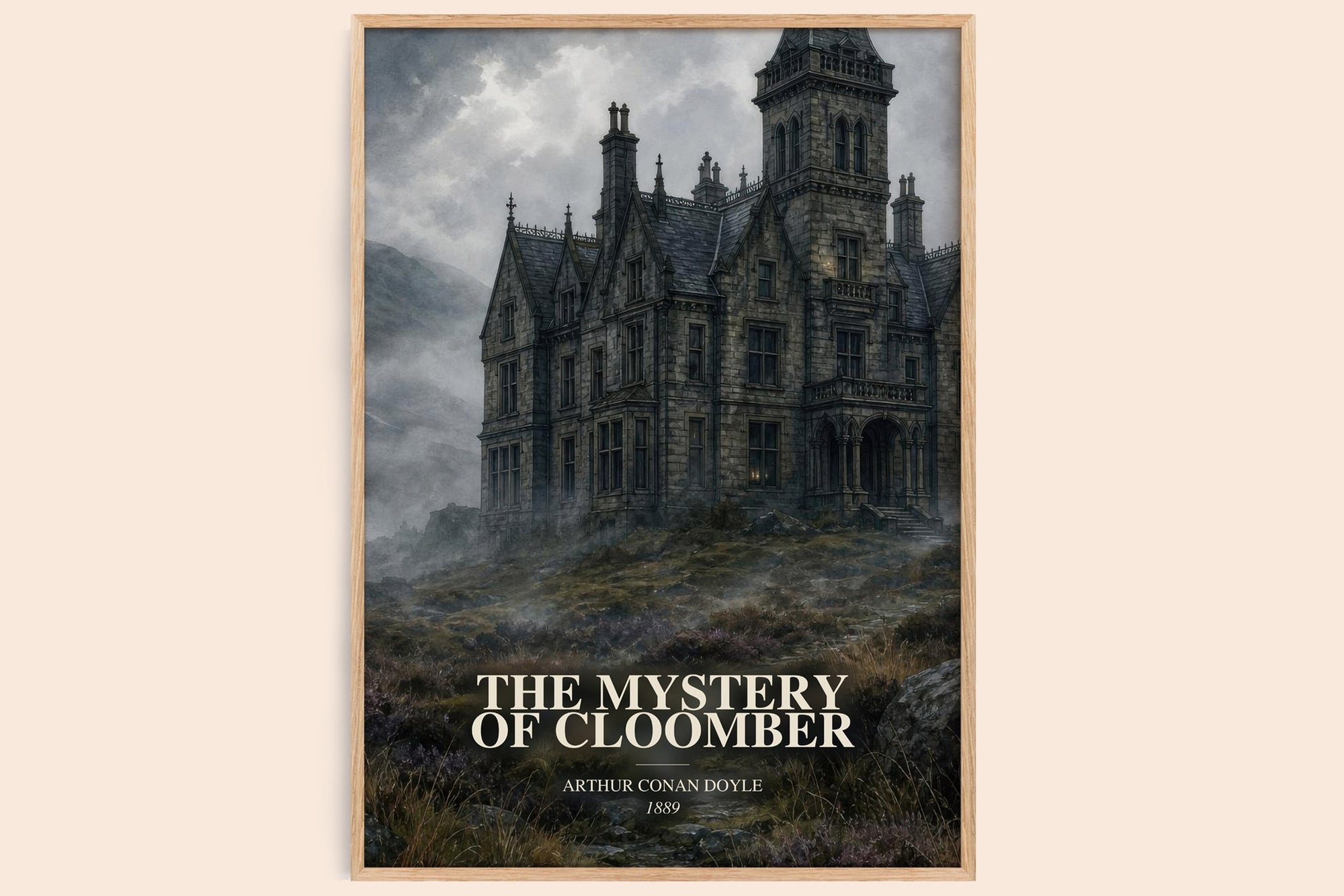 The Mystery Of Cloomber watercolour book poster by Arthur Conan Doyle – framed literary art print