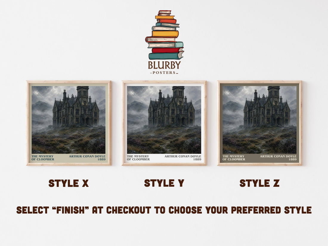 The Mystery Of Cloomber literary print in frame leaning in hallway – mystery wall art (mockup)