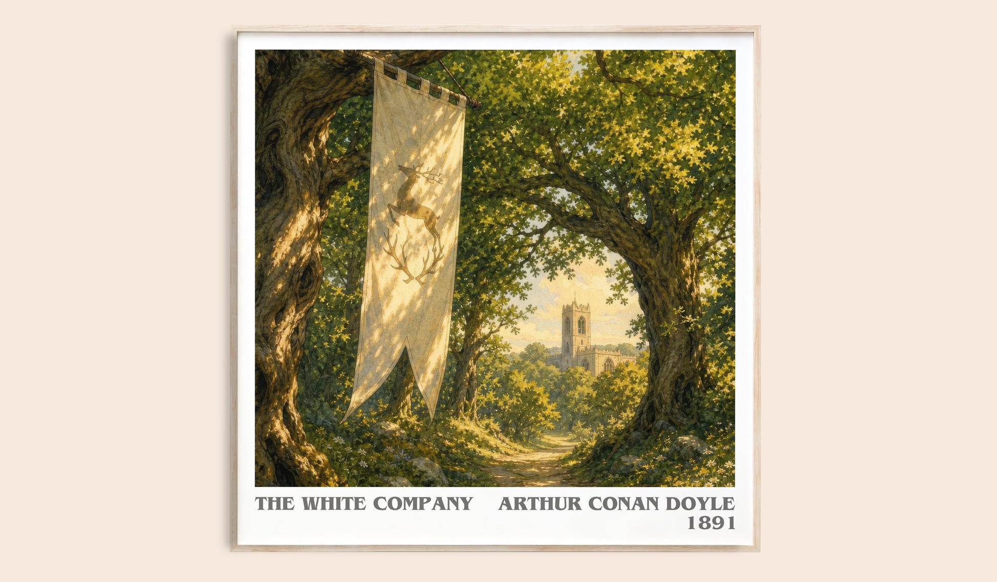 The White Company literary book poster by Arthur Conan Doyle – framed literary art print