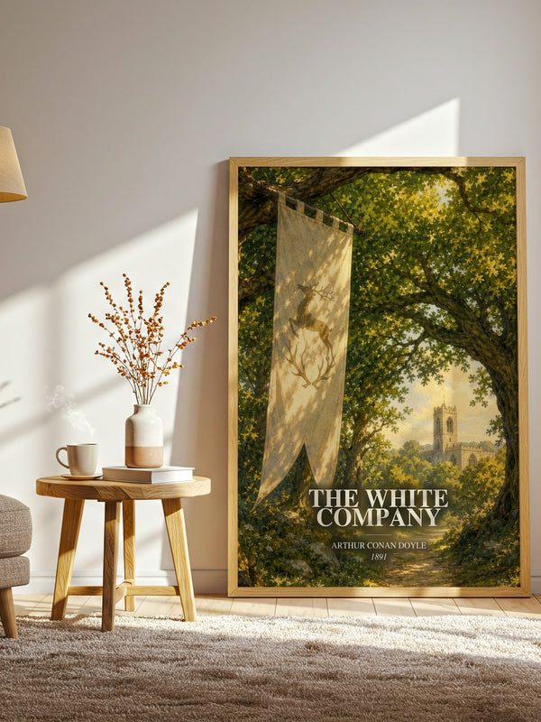 The White Company watercolour print in frame leaning in hallway – historical fiction wall art
