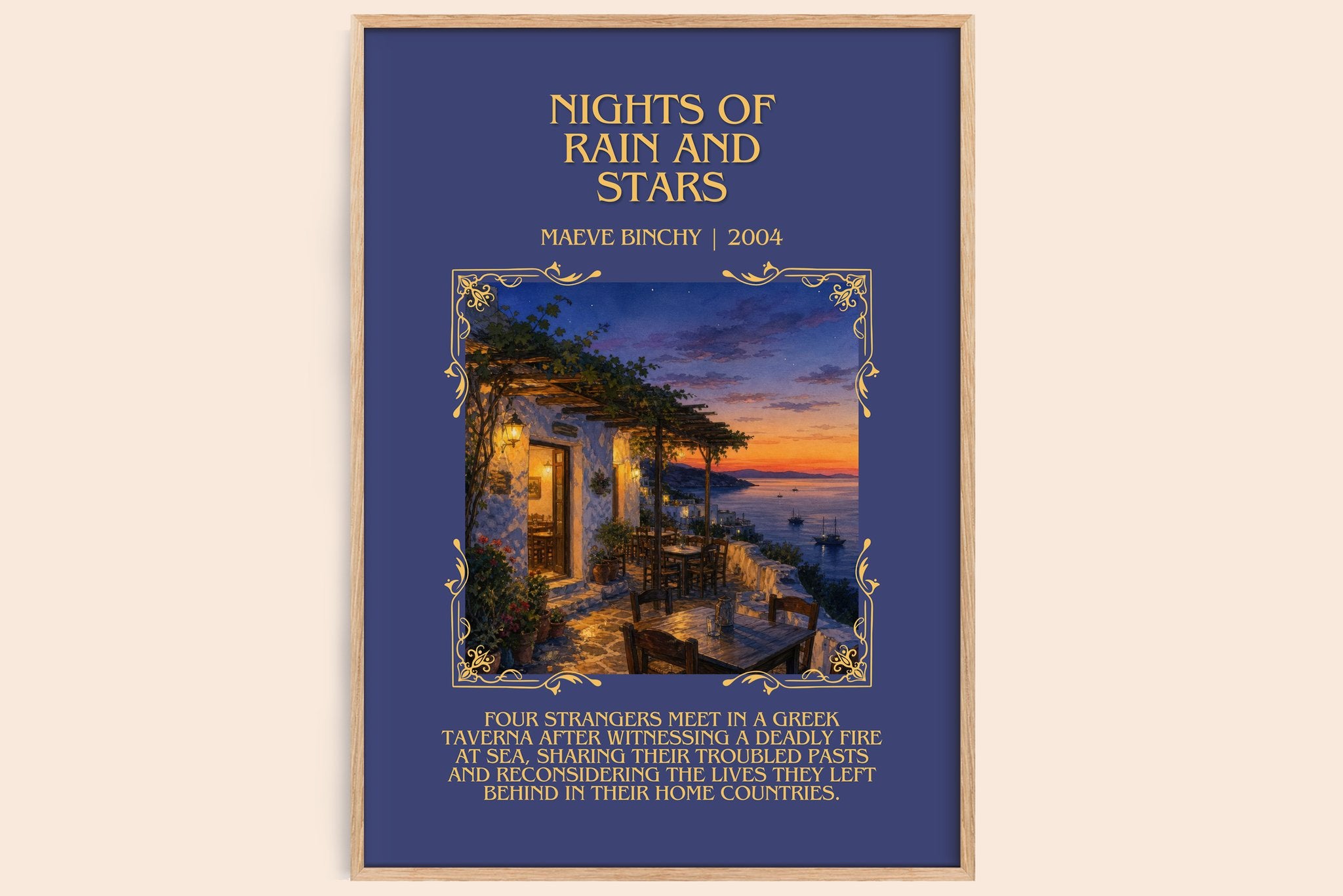 Nights of Rain and Stars Minimalist Book Poster by Maeve Binchy