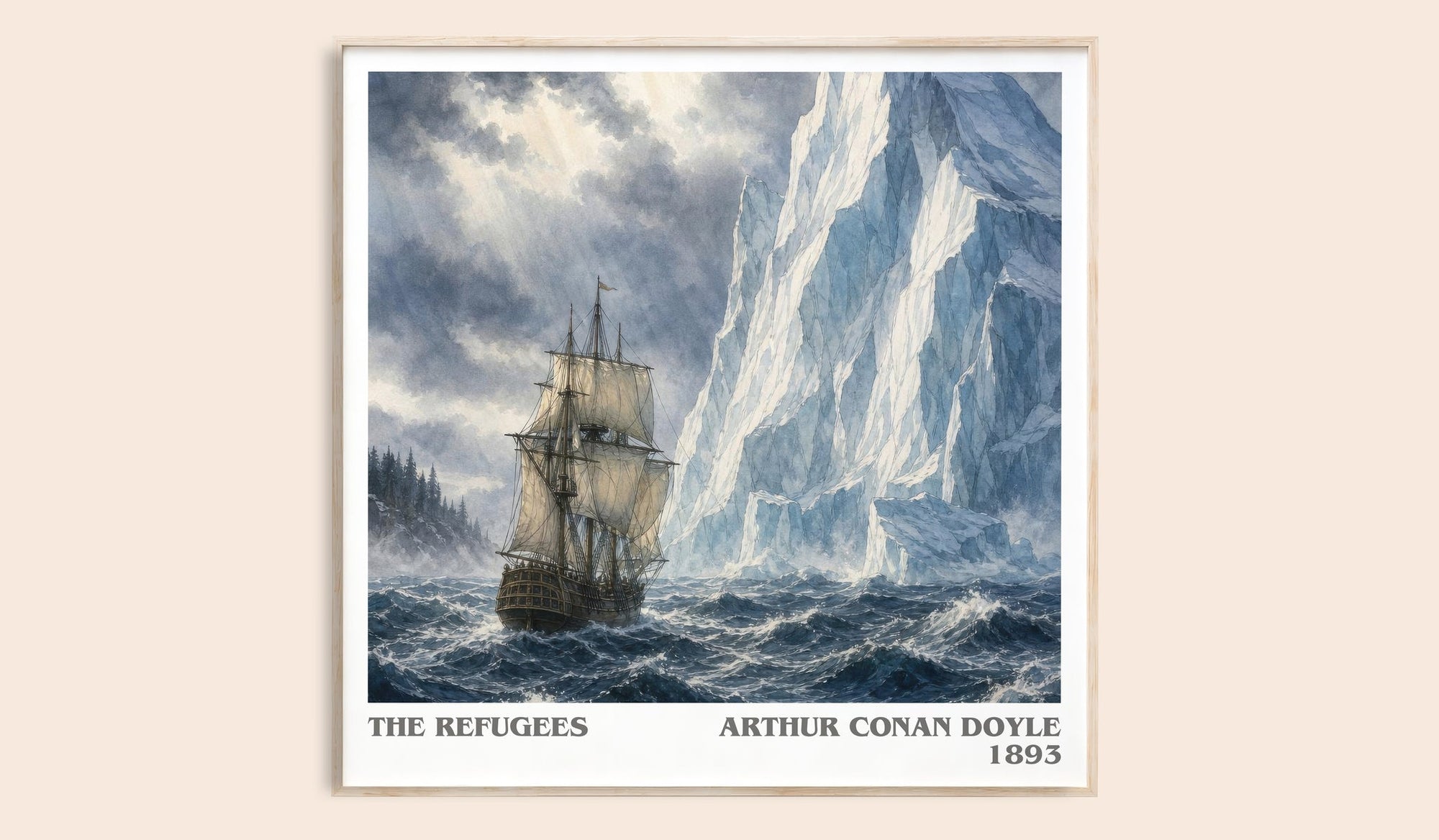 The Refugees literary book poster by Arthur Conan Doyle – framed literary art print