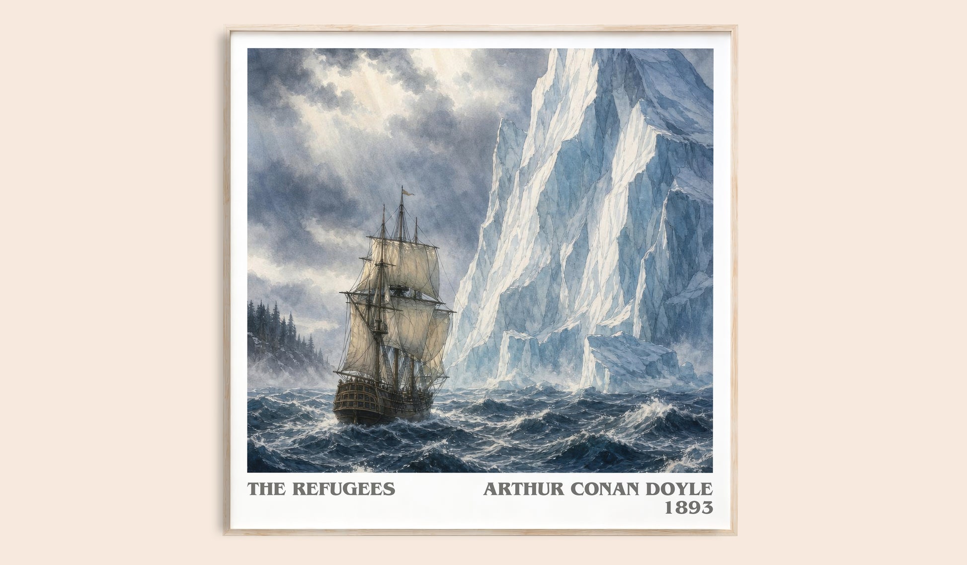 The Refugees literary book poster by Arthur Conan Doyle – framed literary art print