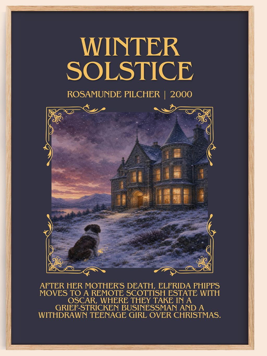 Winter Solstice Minimalist Book Poster by Rosamunde Pilcher – book poster