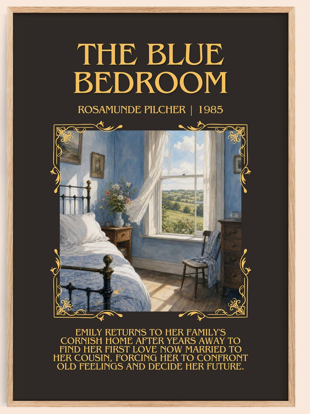 The Blue Bedroom Minimalist Book Poster by Rosamunde Pilcher – book poster