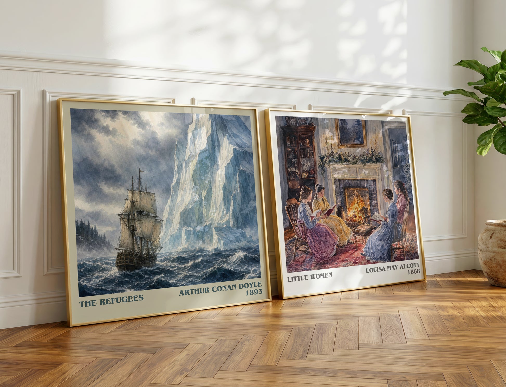 The Refugees literary print on bookshelf – Arthur Conan Doyle fan gift