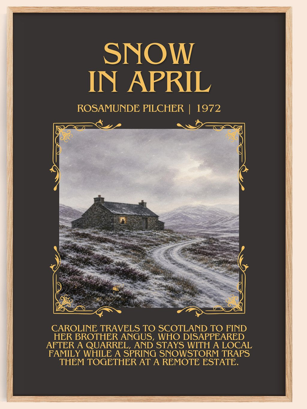 Snow in April Minimalist Book Poster by Rosamunde Pilcher – book poster