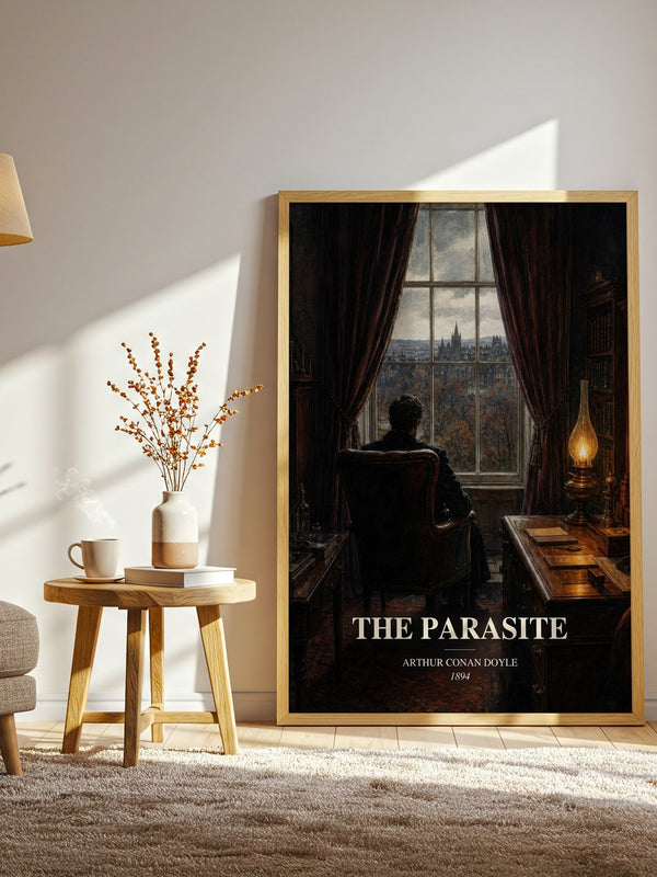 The Parasite watercolour print in frame leaning in hallway – gothic wall art