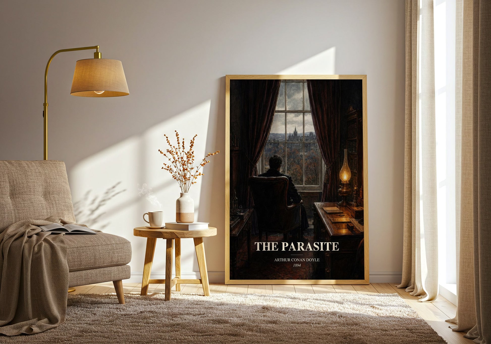 The Parasite watercolour print in frame leaning in hallway – gothic wall art