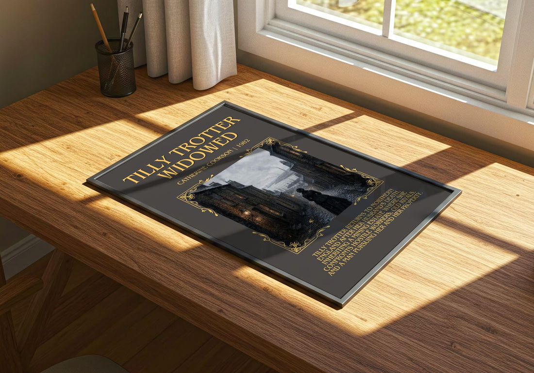 Tilly Trotter Widowed Minimalist Book Poster by Catherine Cookson – print on a sunlit desk