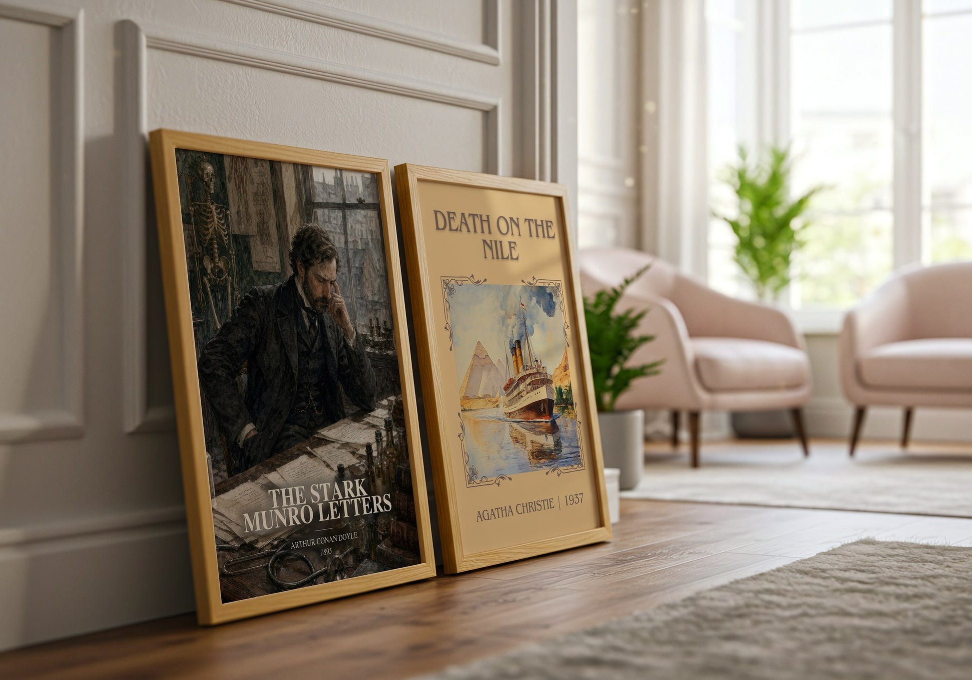 The Stark Munro Letters watercolour print framed by window – literary home decor
