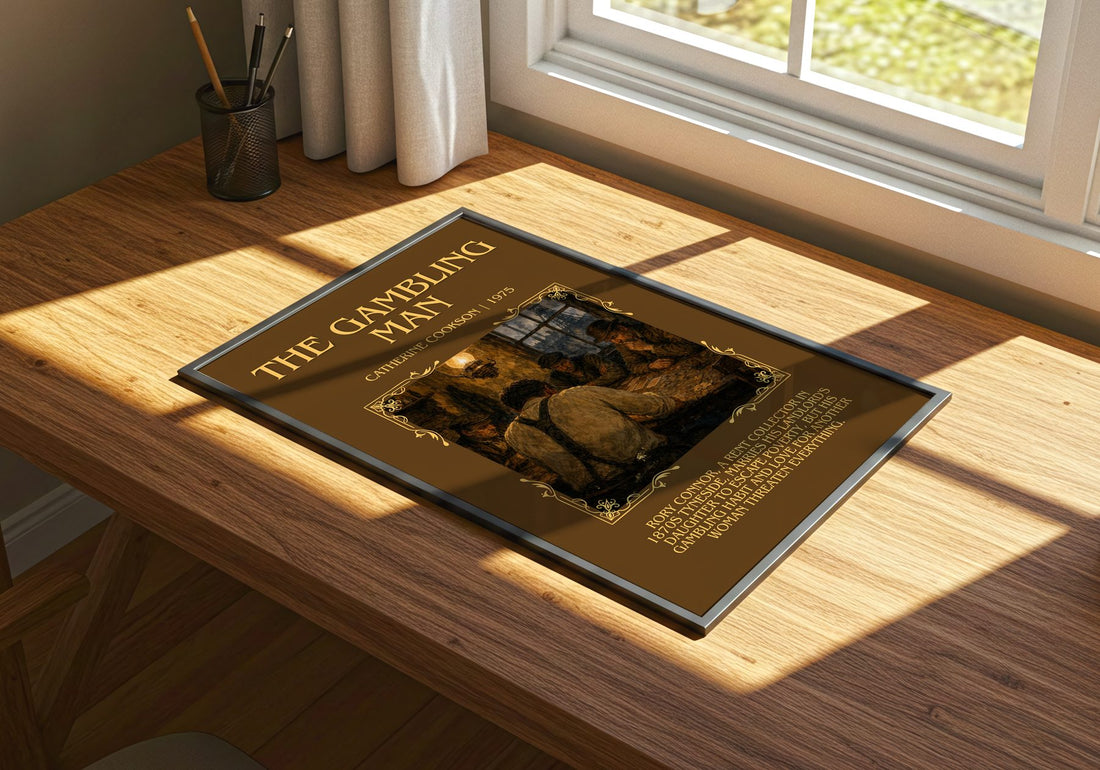 The Gambling Man Minimalist Book Poster by Catherine Cookson – print on a sunlit desk