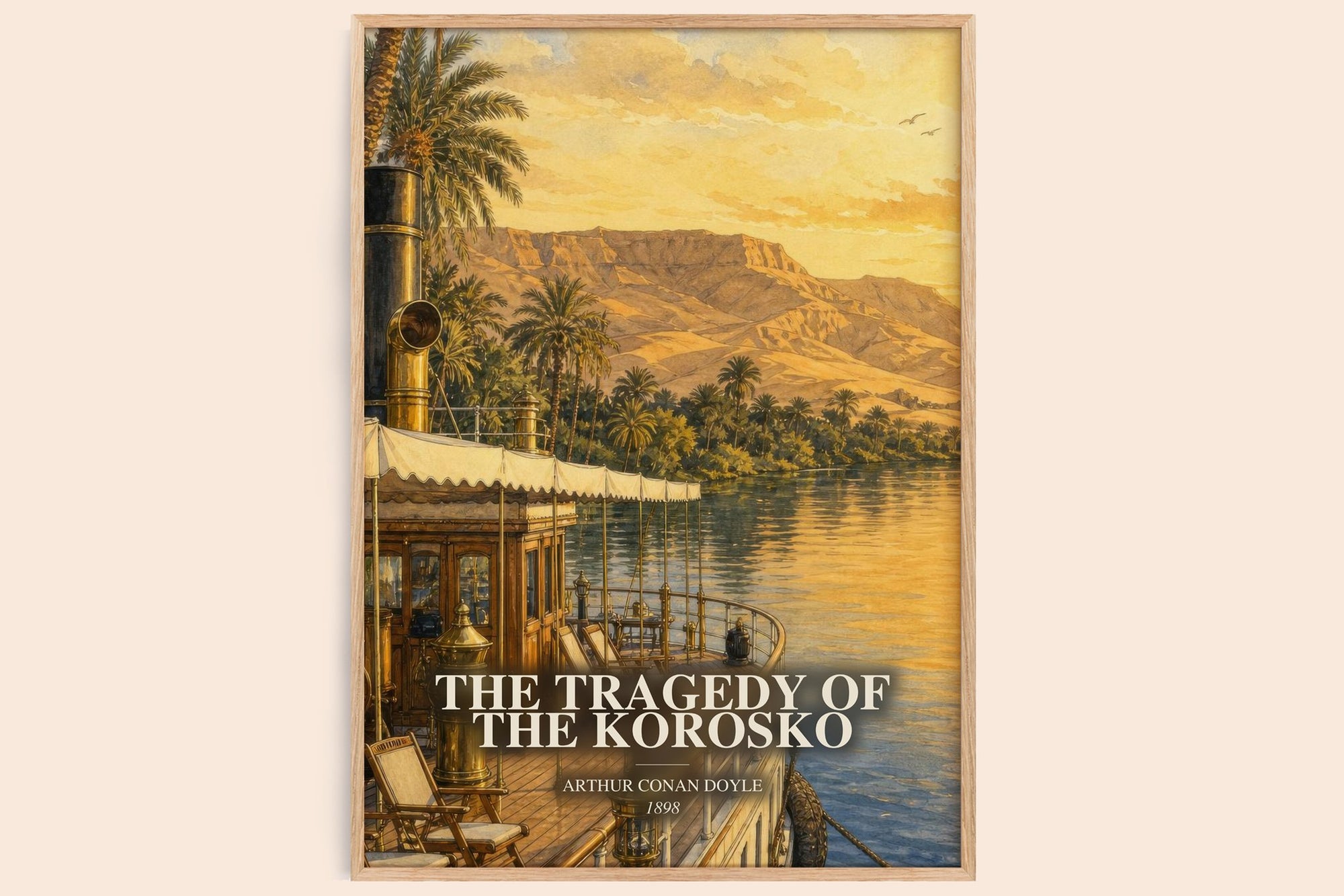 The Tragedy Of The Korosko watercolour book poster by Arthur Conan Doyle – framed literary art print