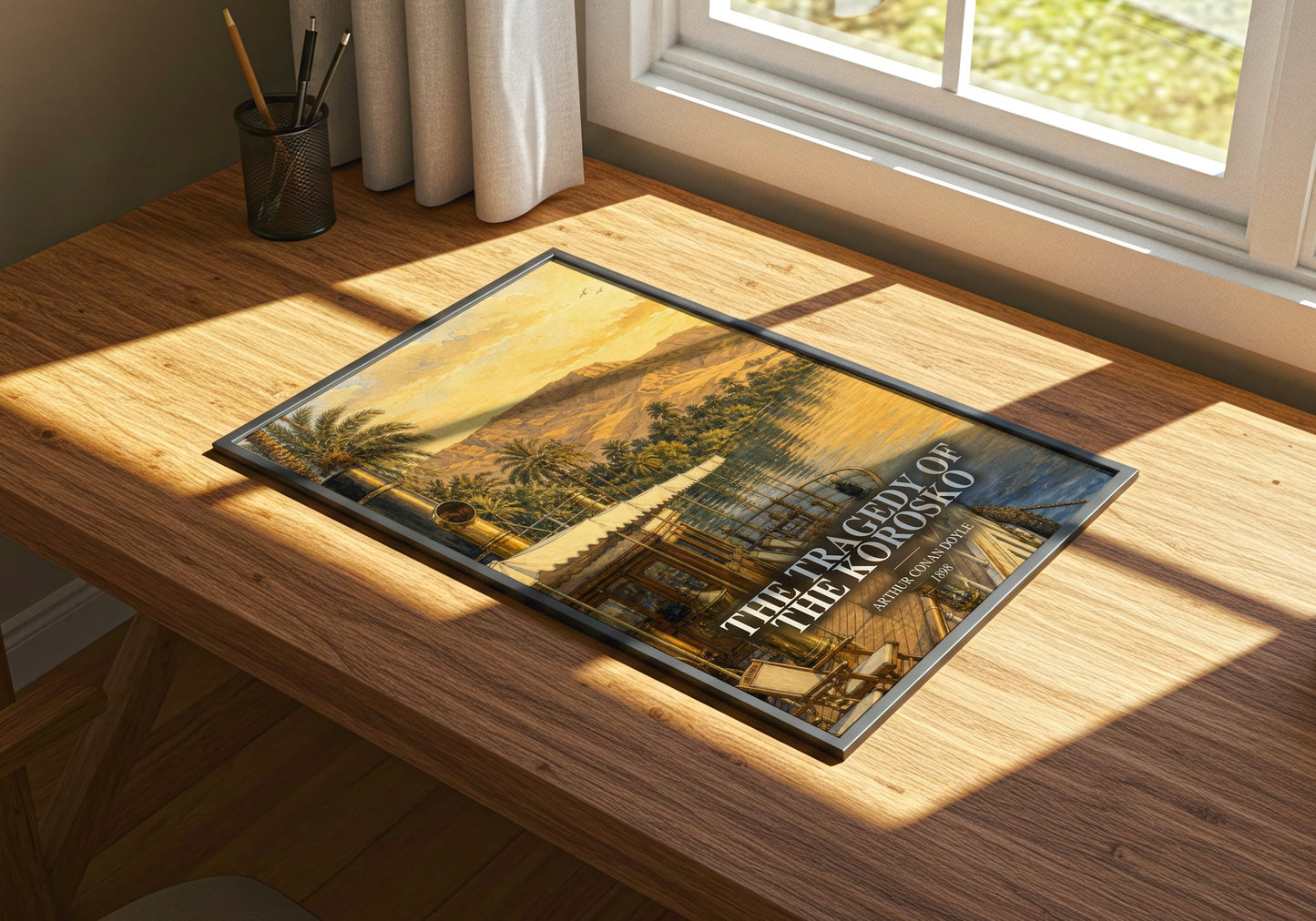 The Tragedy Of The Korosko watercolour book poster framed on wall – adventure wall art
