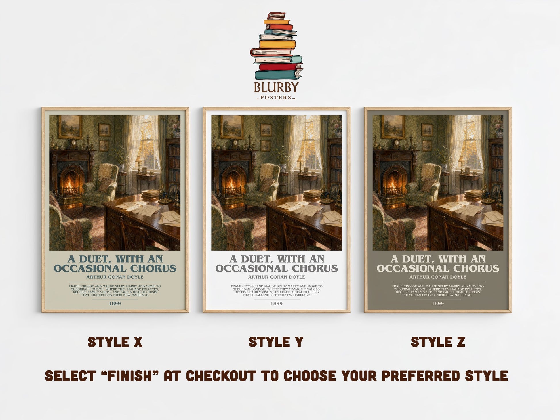 A Duet, With An Occasional Chorus bookish print in frame leaning in hallway – romance wall art