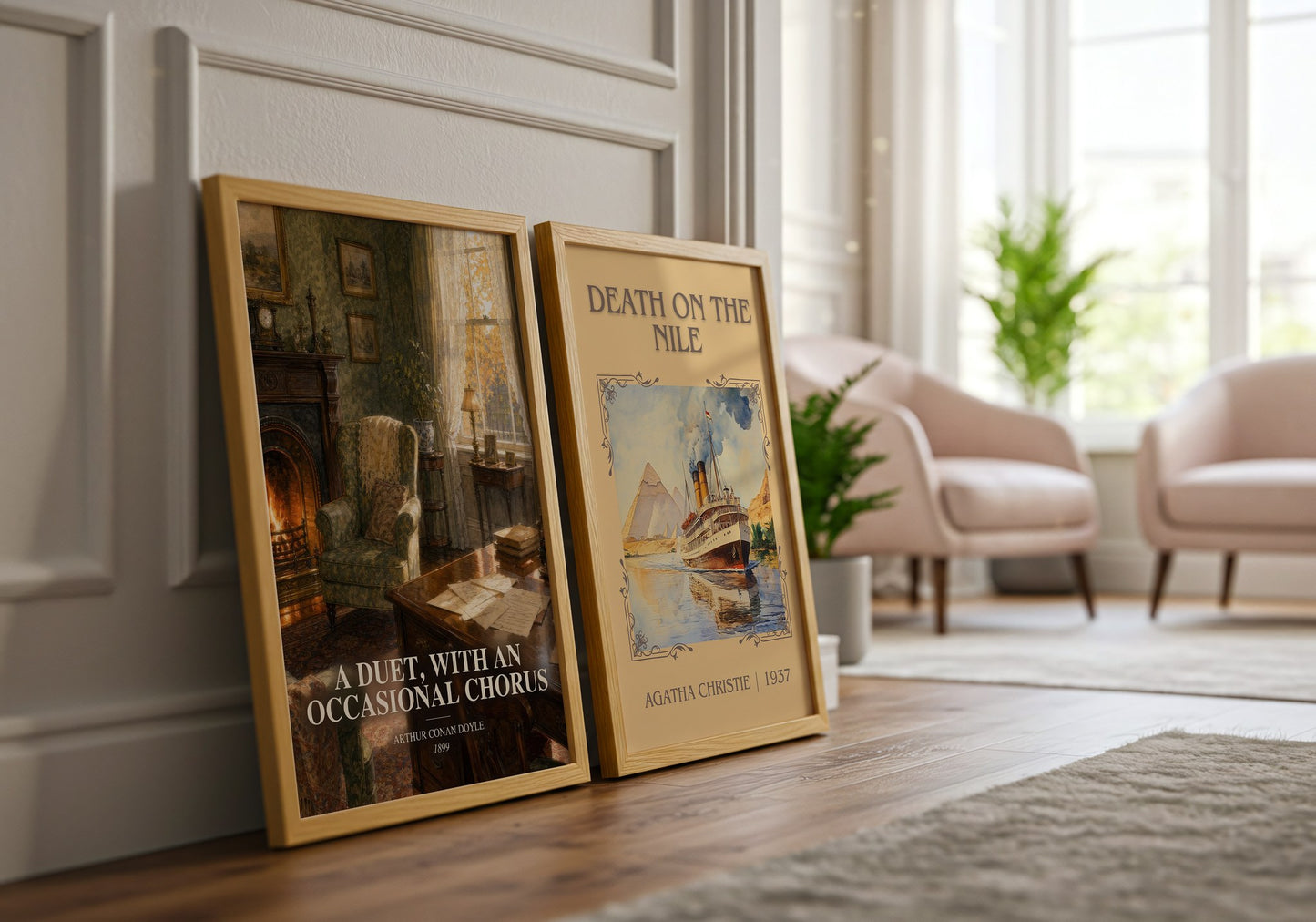 A Duet, With An Occasional Chorus watercolour print framed by window – literary home decor