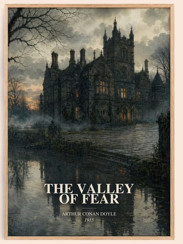 The Valley Of Fear watercolour book poster by Arthur Conan Doyle – framed literary art print