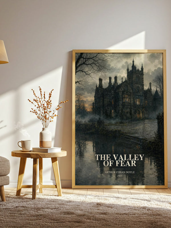 The Valley Of Fear watercolour print in frame leaning in hallway – mystery wall art