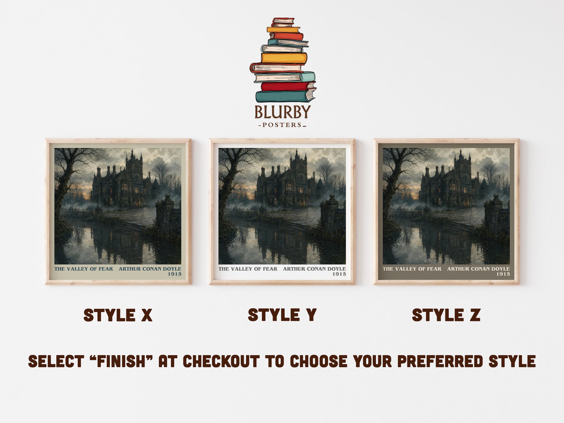 The Valley Of Fear literary print in frame leaning in hallway – mystery wall art