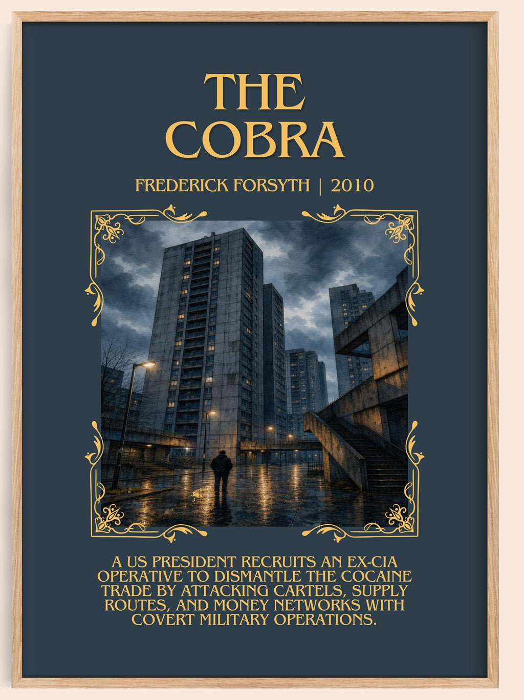 The Cobra Minimalist Book Poster by Frederick Forsyth – book poster