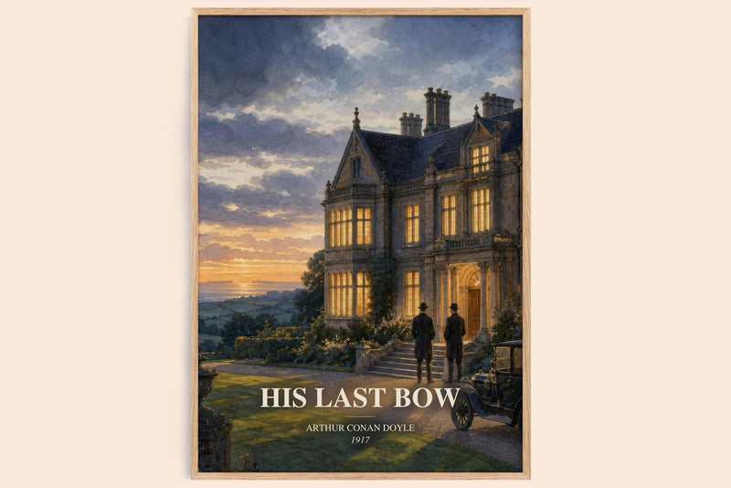 His Last Bow watercolour book poster by Arthur Conan Doyle – framed literary art print