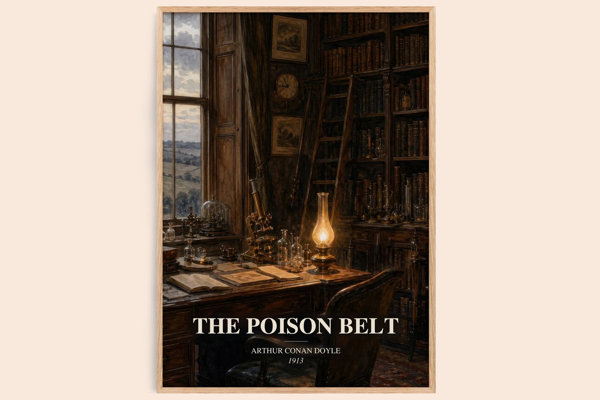 The Poison Belt watercolour book poster by Arthur Conan Doyle – framed literary art print