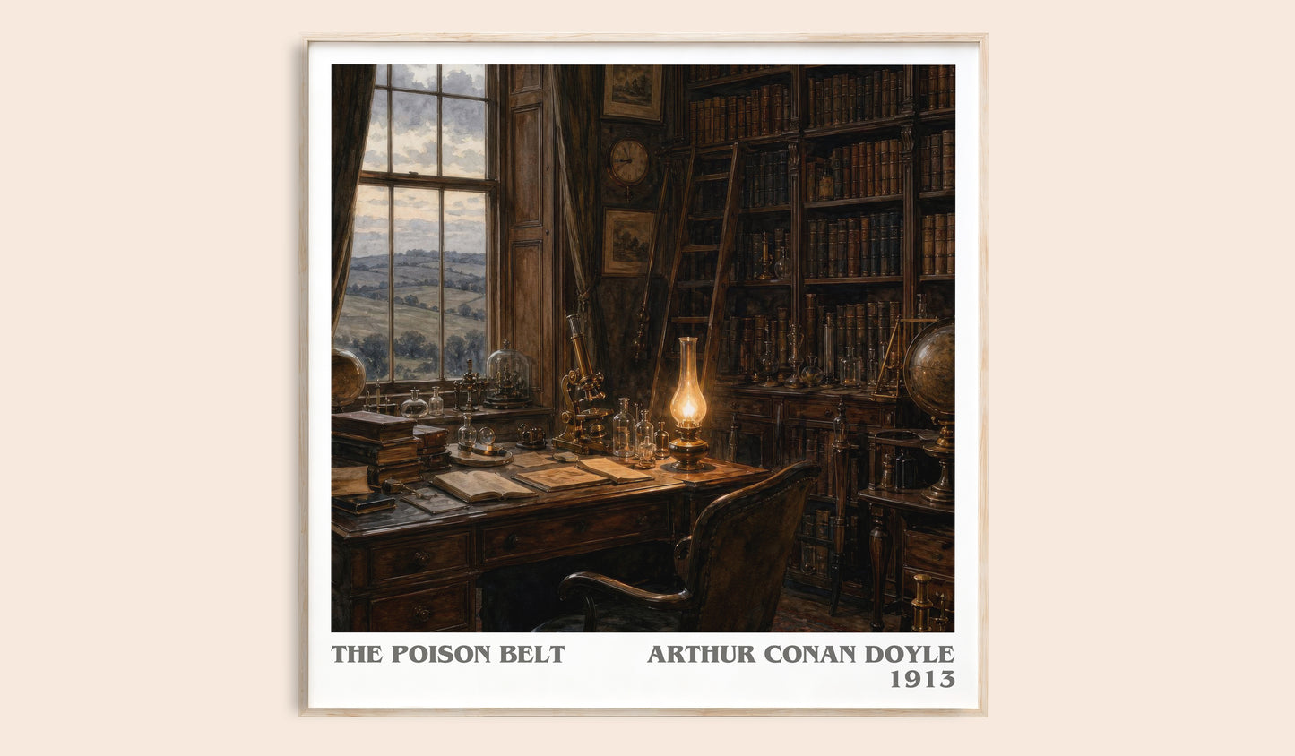 The Poison Belt literary book poster by Arthur Conan Doyle – framed literary art print