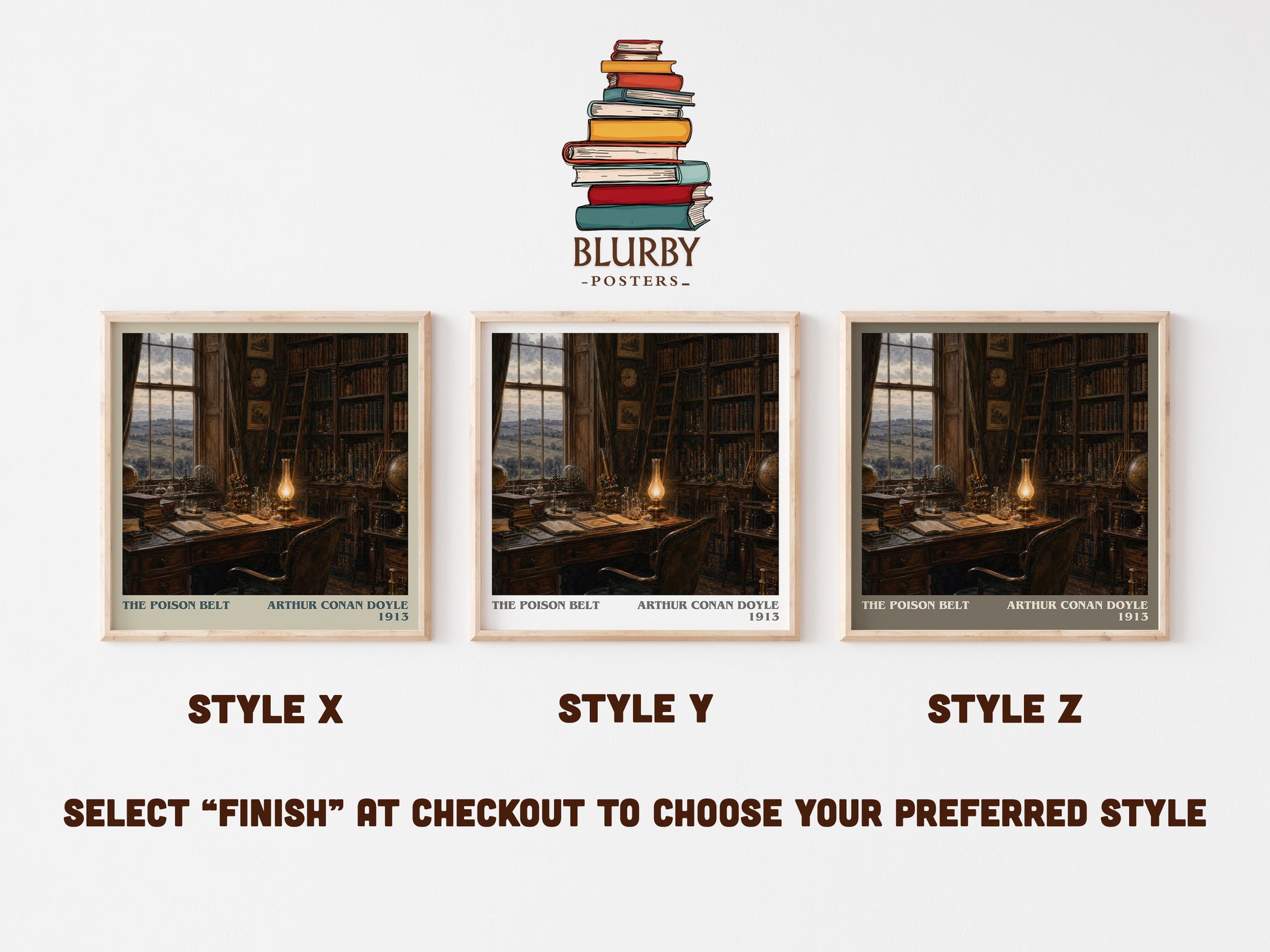 The Poison Belt literary print in frame leaning in hallway – sci fi wall art