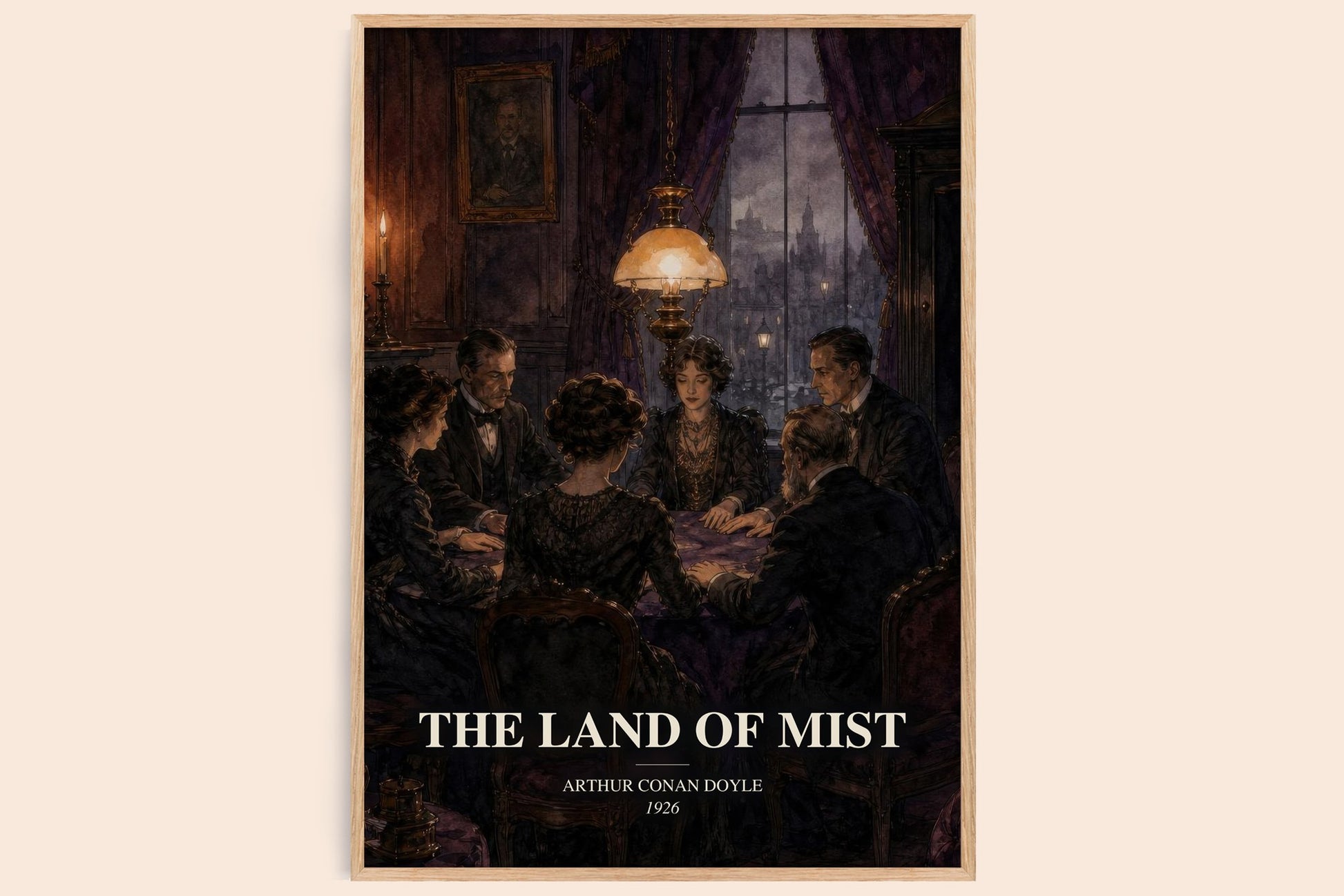 The Land Of Mist watercolour book poster by Arthur Conan Doyle – framed literary art print
