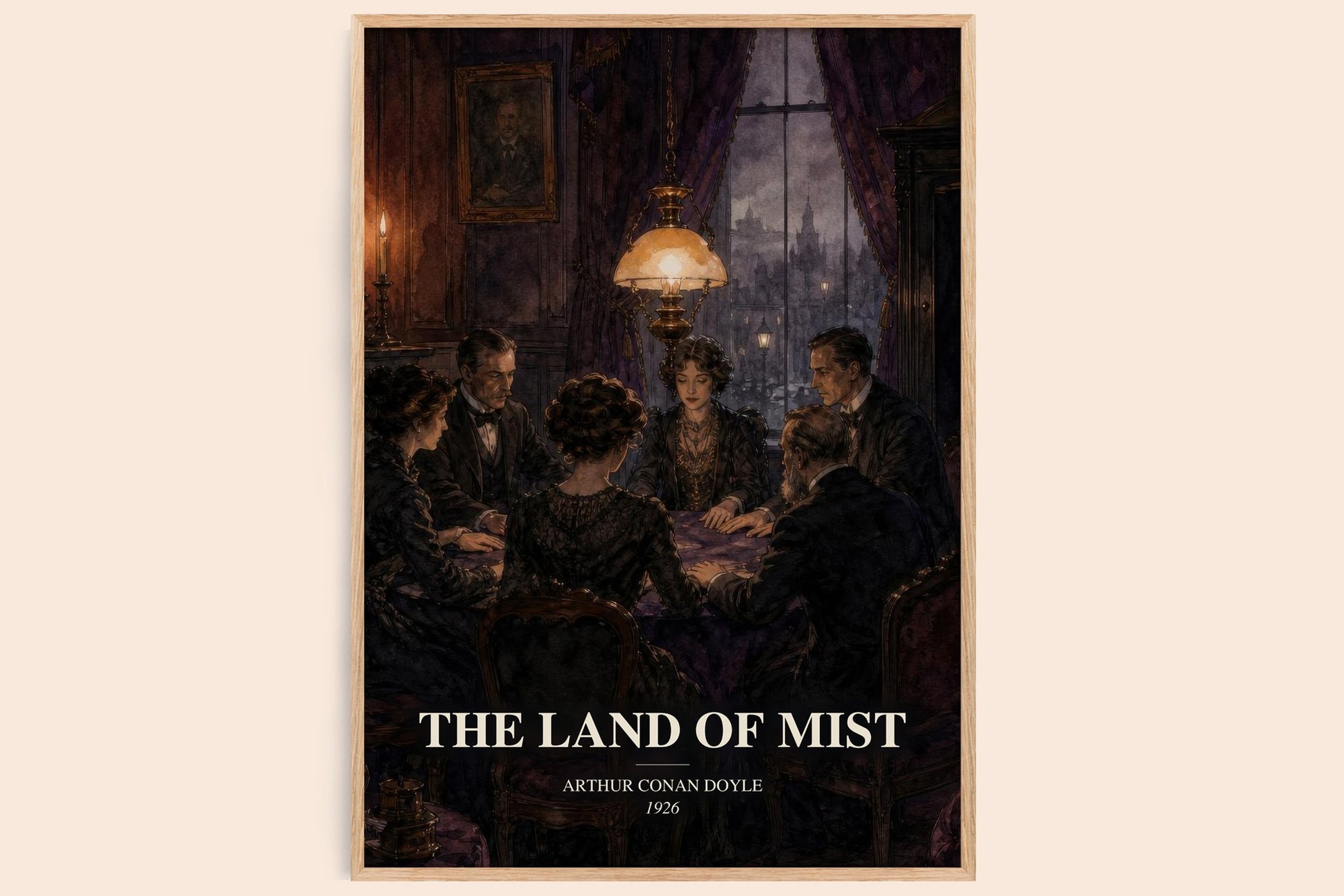 The Land Of Mist watercolour book poster by Arthur Conan Doyle – framed literary art print