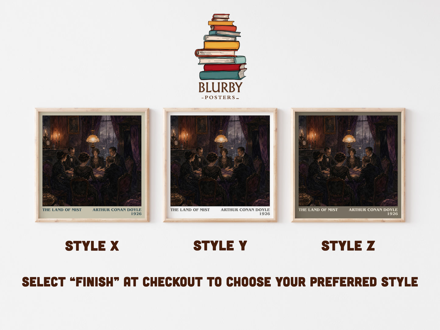 The Land Of Mist literary print in frame leaning in hallway – sci fi wall art